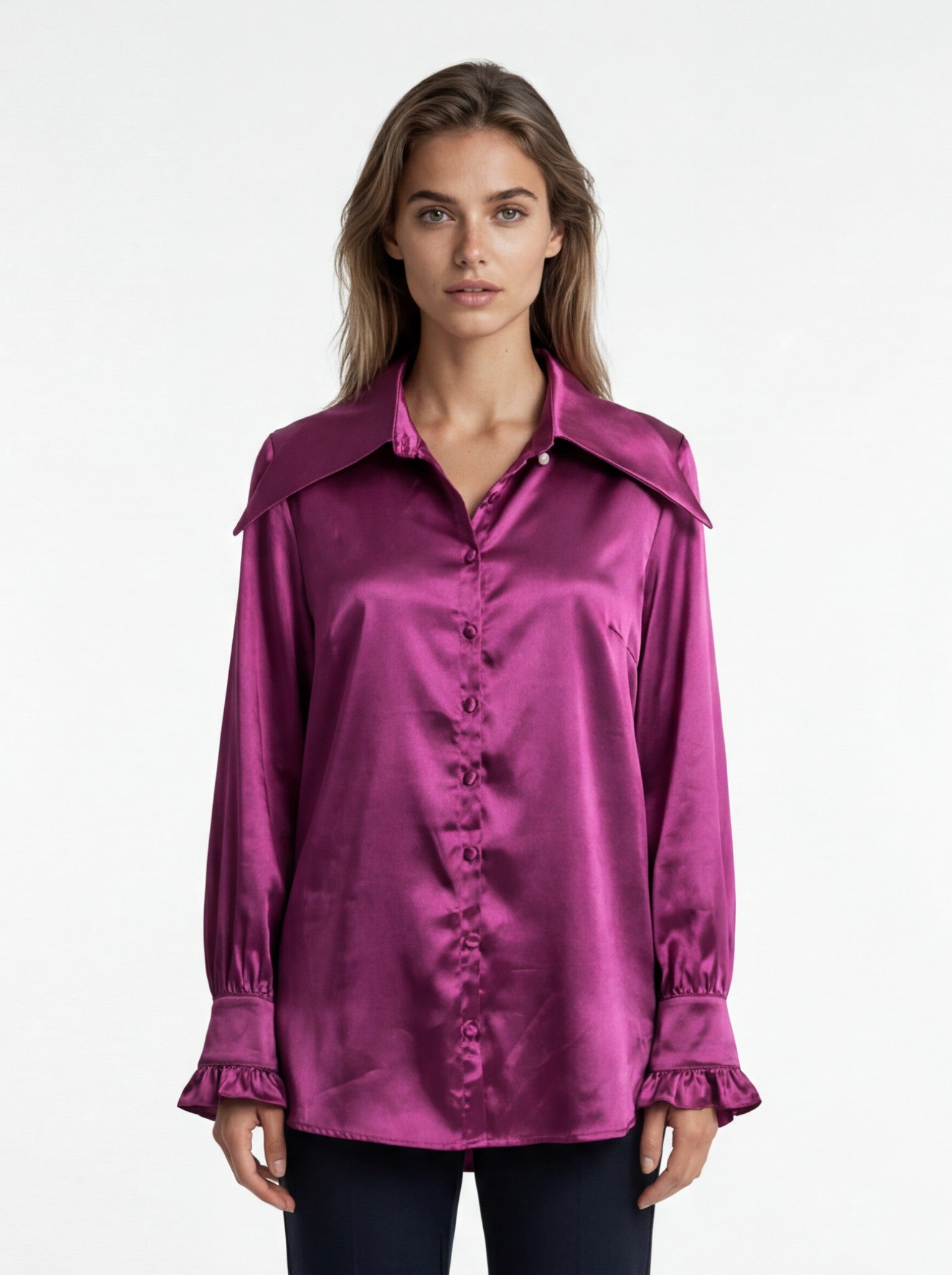 Magenta Satin Shirt