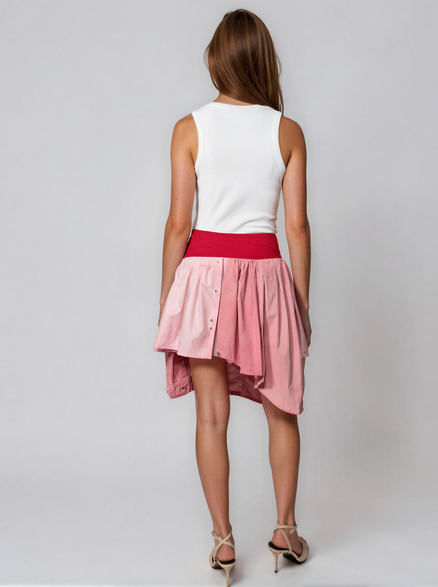 Asymmetric Mini Skirt with Contrast Waistband - Michal Panasiuk