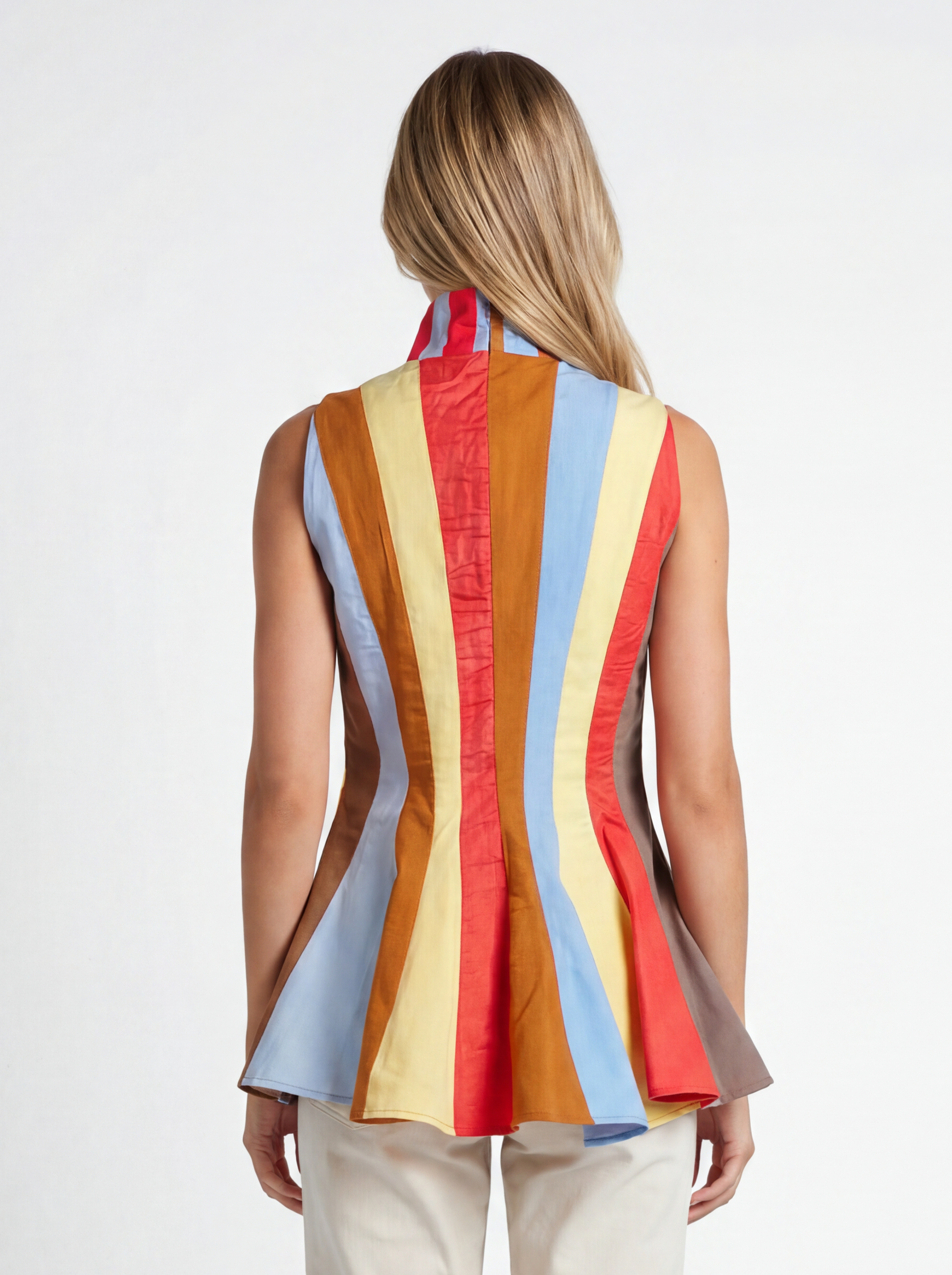 Striped Peplum Dress with Collar - Mădălin Bot