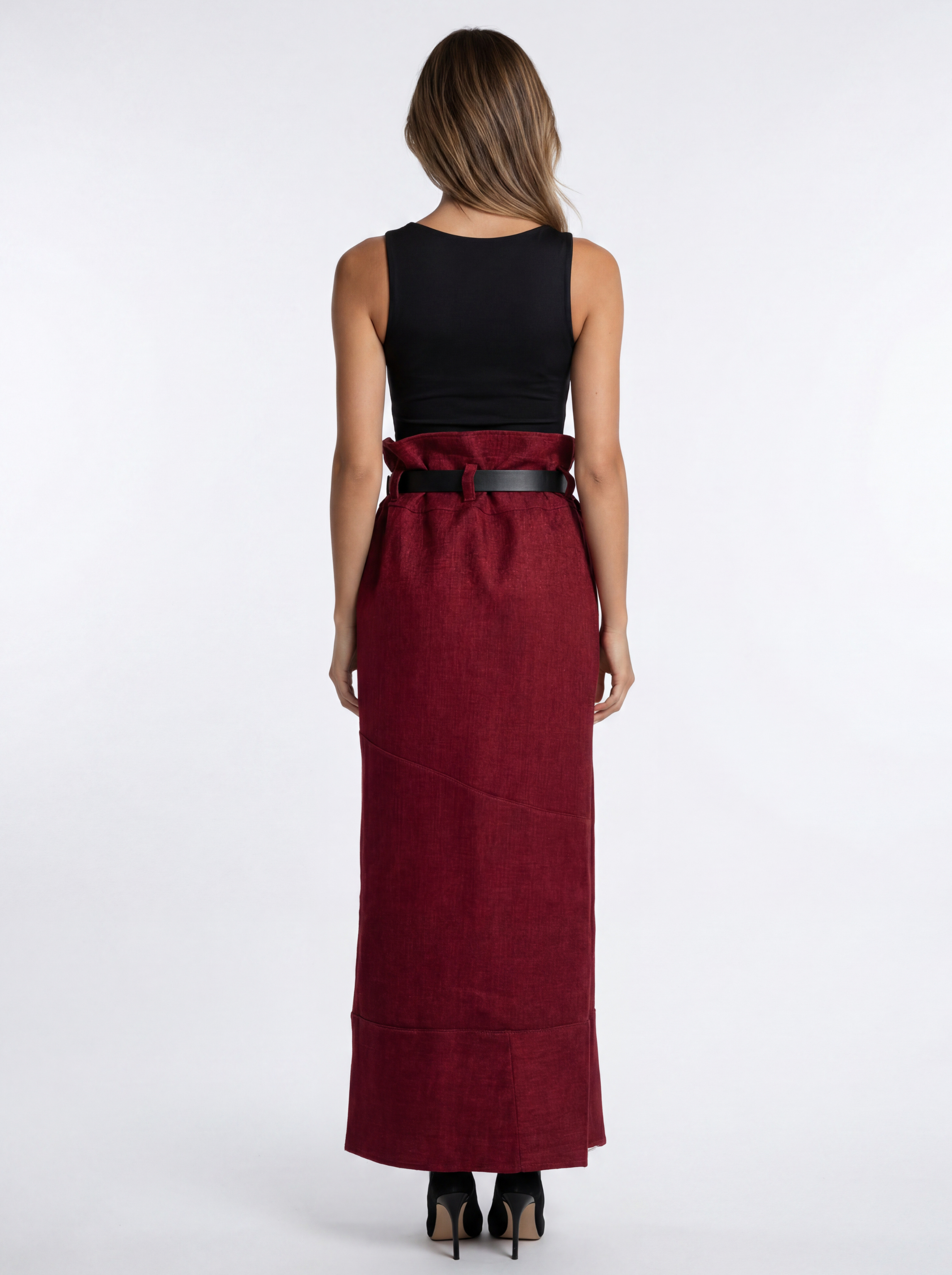 High Waisted Belted Maxi Skirt - Mihaela Moldovanu