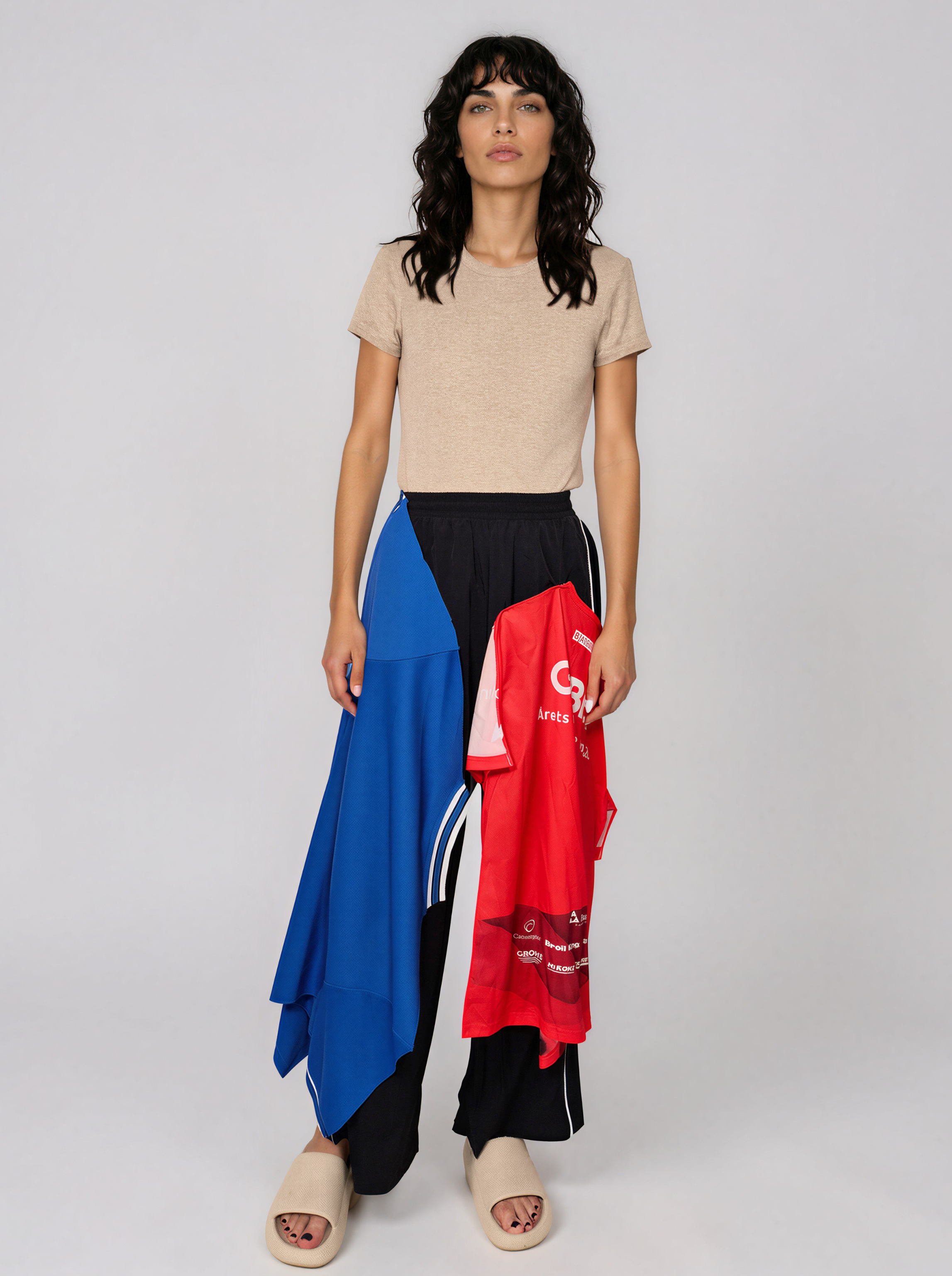 Wide Leg Pants with Jersey Panel - Anastasiia Chevka