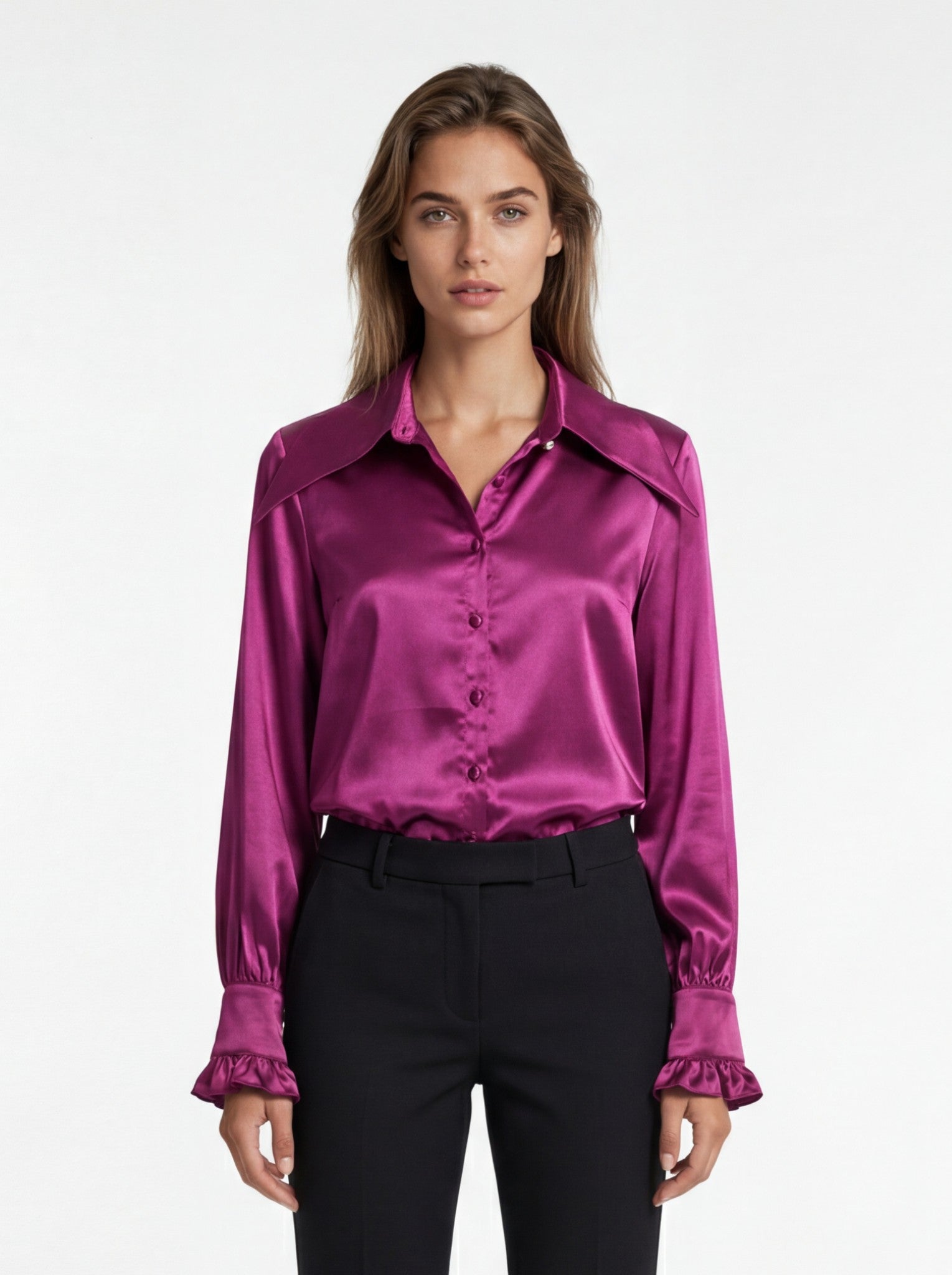 Magenta Satin Shirt