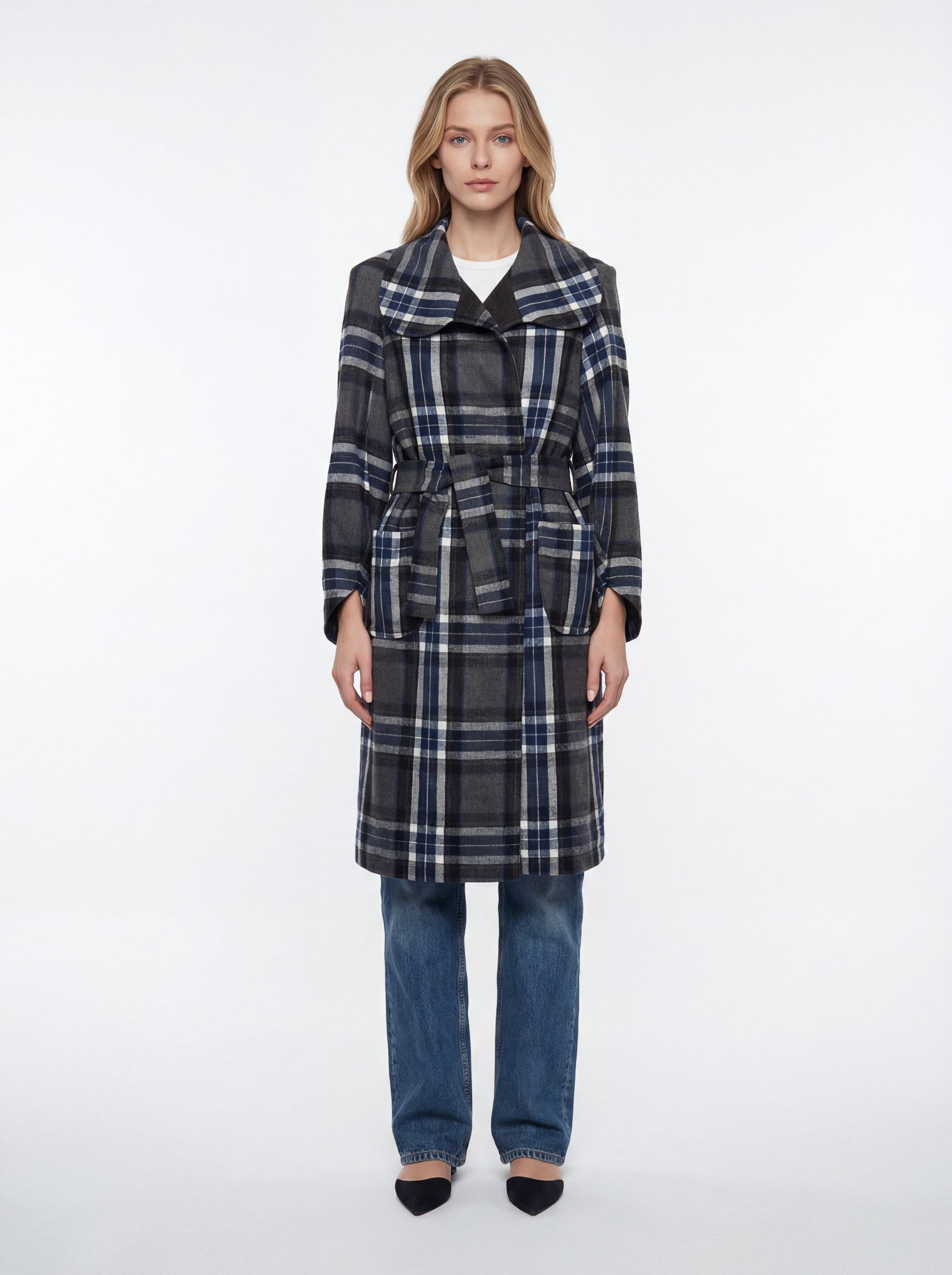 Plaid Belted Coat