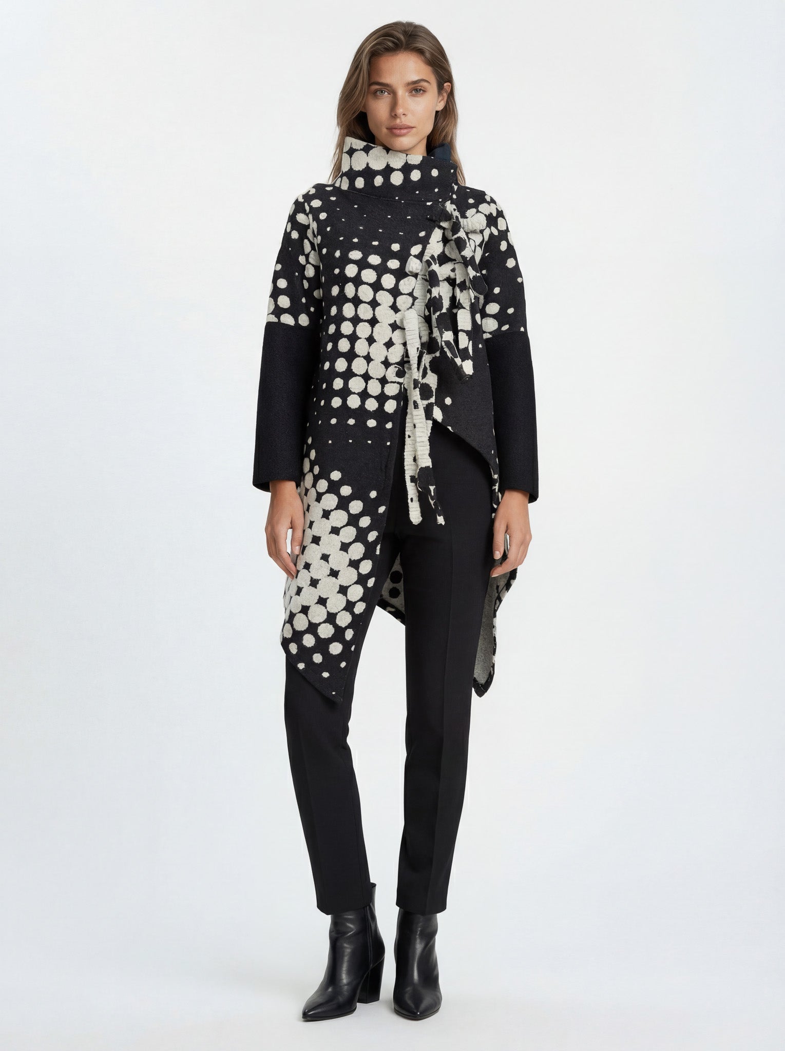 Polka Draped Coat
