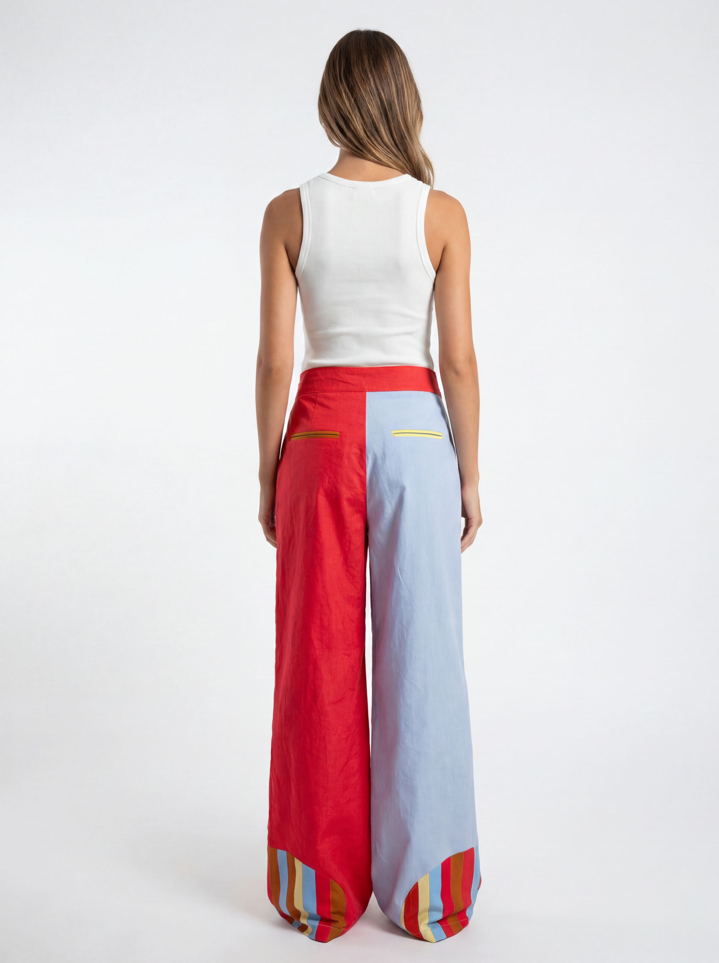 Wide Leg Color Block Pants - Mădălin Bot