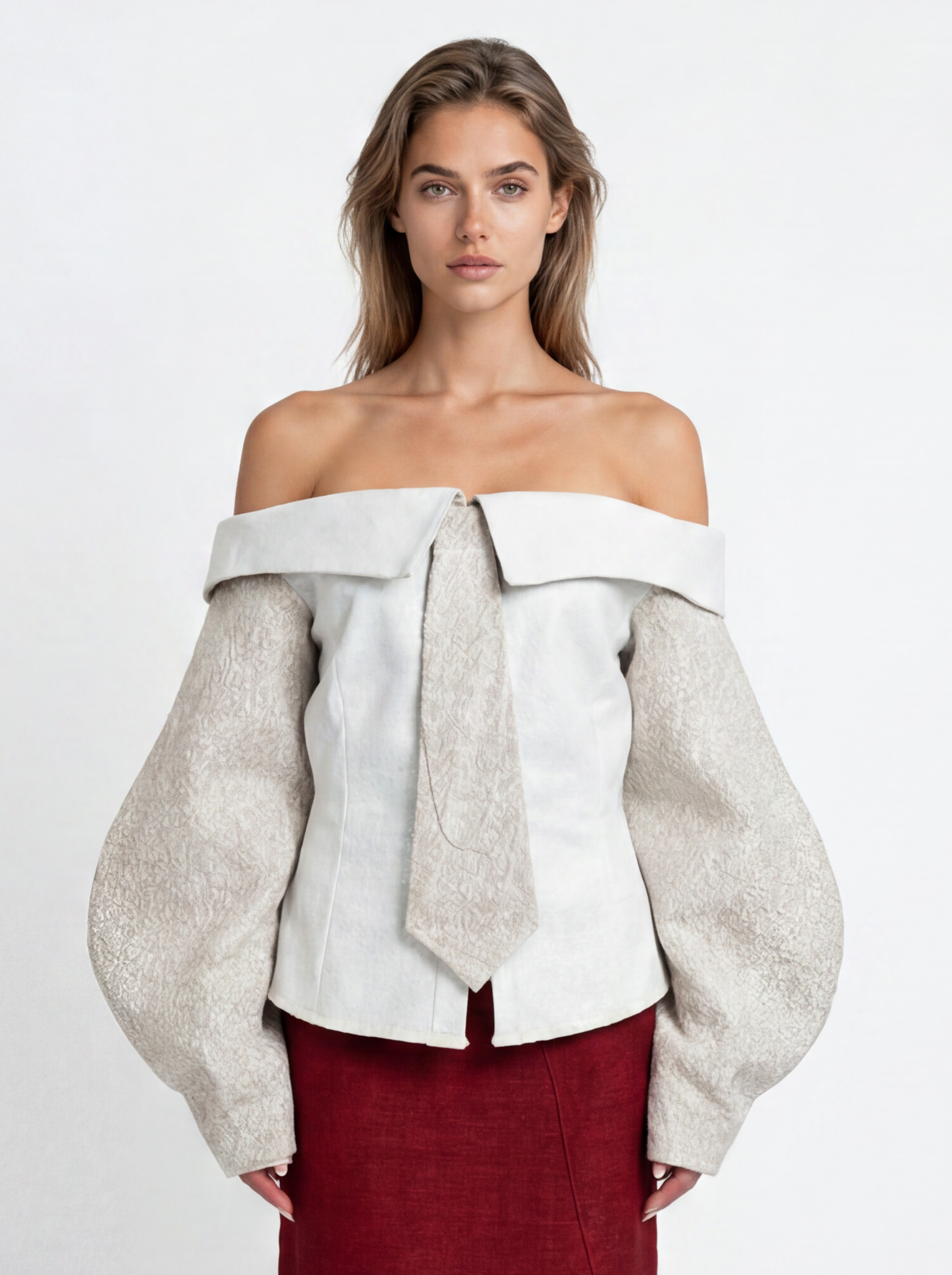 Off Shoulder Jacquard Top - Mihaela Moldovanu